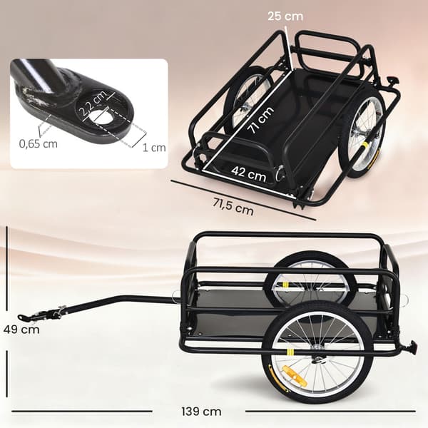 Cykelgodstrailer 139x71,5x49 cm sort