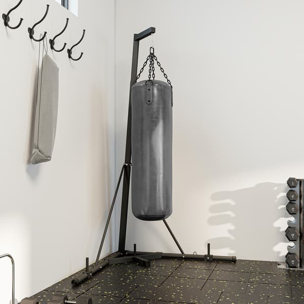 Stativ til boksebold, højdejusterbart, foldbart, 170x90x182-225 cm, sort