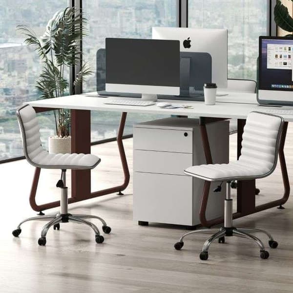 Kontorstol, 51x45x82-97 cm, Hvid/Sort , Star