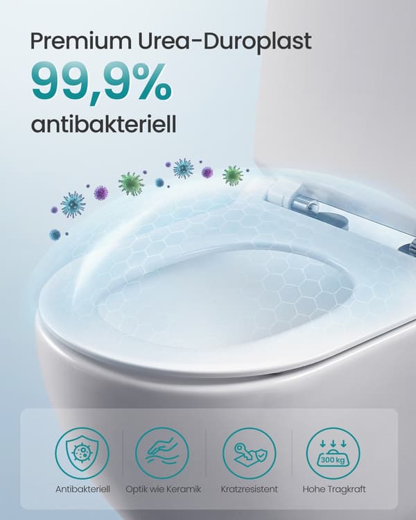 Toiletsæde 43x35,7 cm Hvid Urea-Duroplast