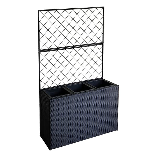 Blomsterkasse med espalier 83x29x146 cm Sort
