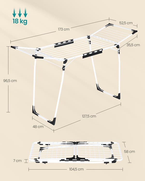 Vaatamispuu 174x56x96 cm valkoinen metalli
