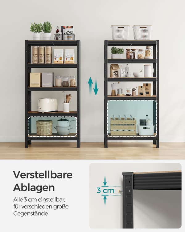Reol 30x75x150 cm Brun Sort MDF Stål