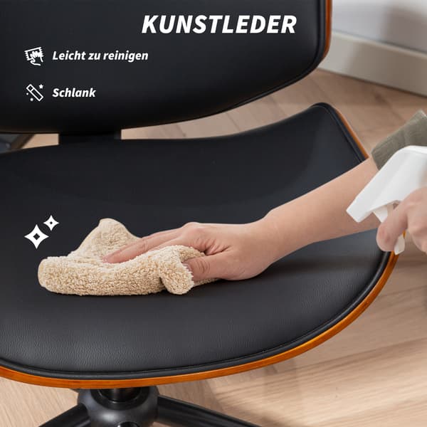 Kontorstol, 52x54x74-84 cm, Sort, Kunstlæder