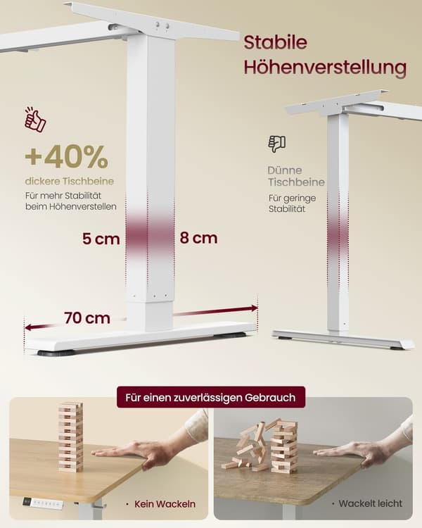 Højdejusterbart skrivebord, 140x80x72-120 cm, Brun, Træ