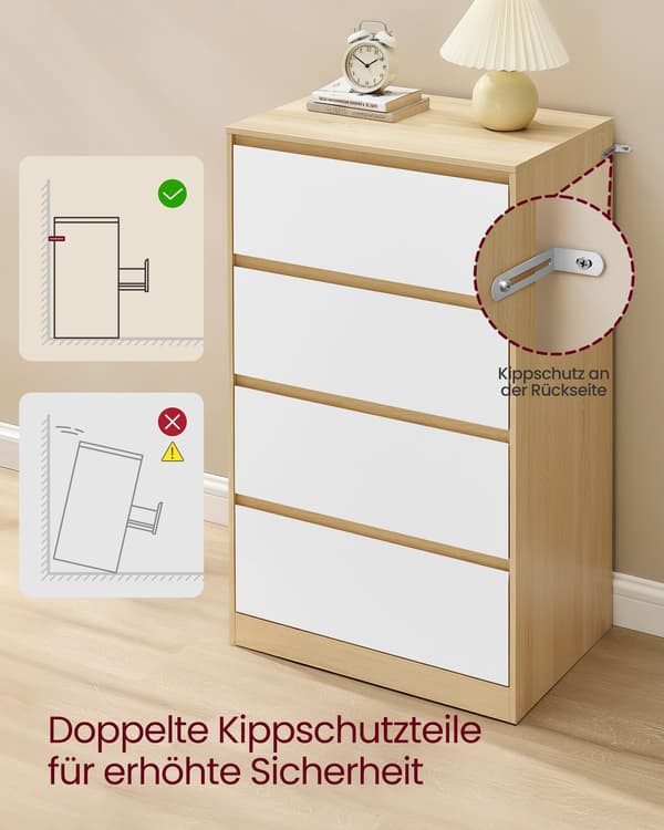 Kommode med 4 skuffer, 60,2 x 40,4 x 97,4 cm