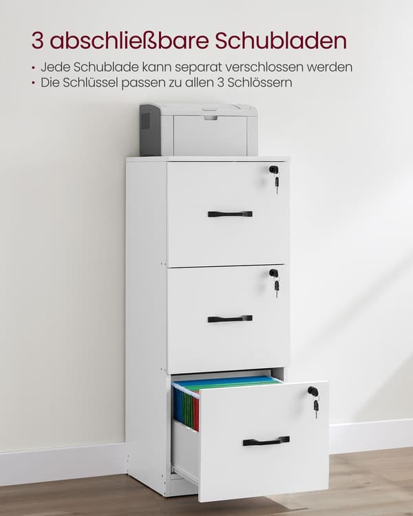 Filing Cabinet 41x40x103.1 cm Vit Förvaring