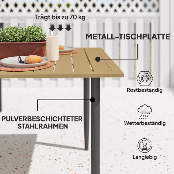 Trädgårdsbord 150x90x73 cm Brun Stål
