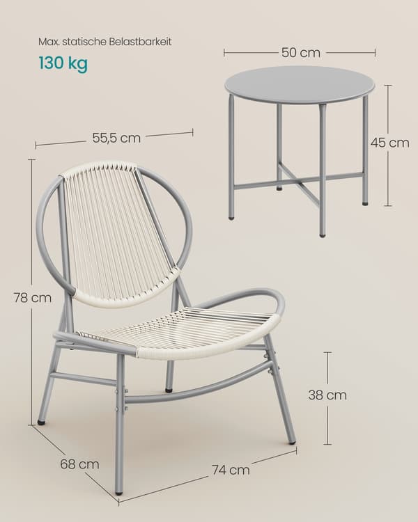Havemøbelsæt 3 dele 68x74x78 cm Grå PE Rattan