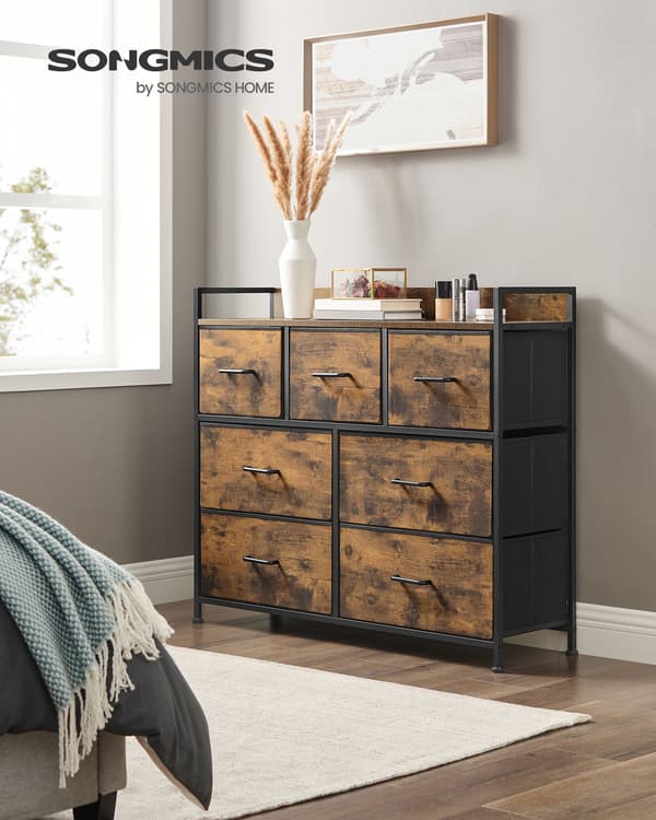 Kommode 98x28,5x85 cm Sort Stof