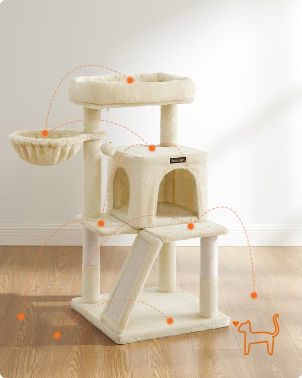 Kattställning, 48x48x96 cm, Beige