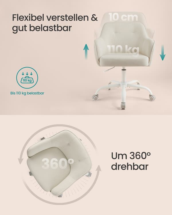 Kontorstol, 64x64x80 cm, Beige, Stål