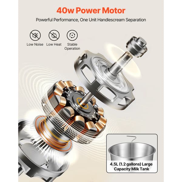 Mjölkkrämseparator 39x26x40 cm Rostfritt stål