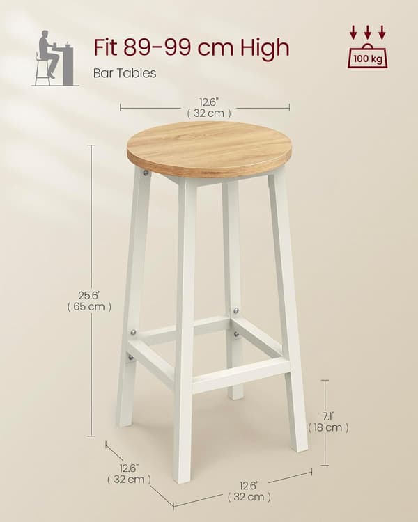 Barstolset 32x32x64 cm Beige Metallram