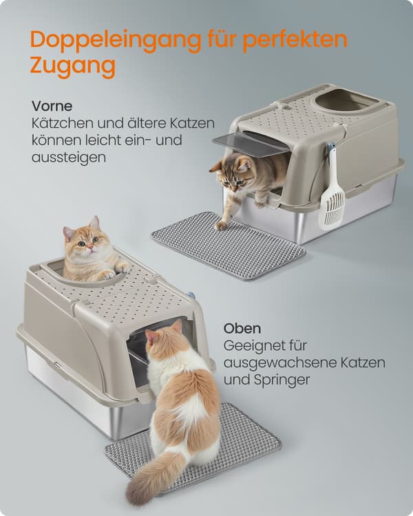 Kattebakke til kat 61x41x36,5 cm Beige Rustfrit stål