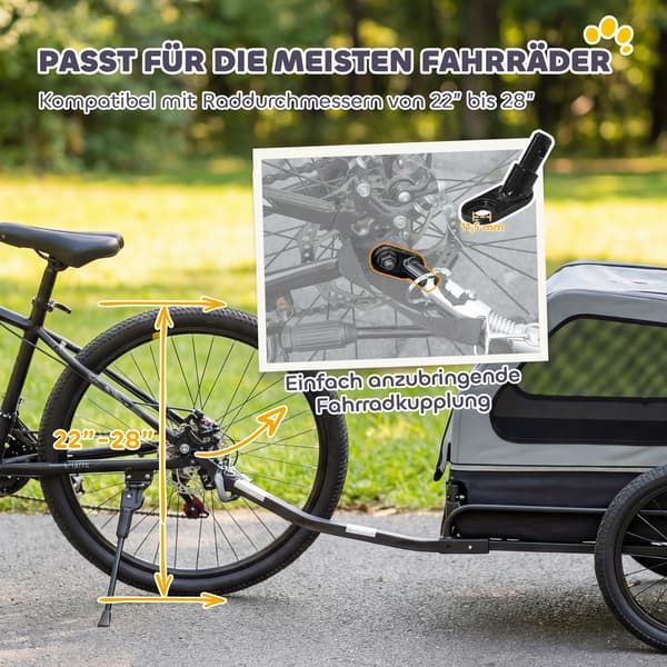 Hundecykelanhænger foldbar 138x69x70 cm grå polyester