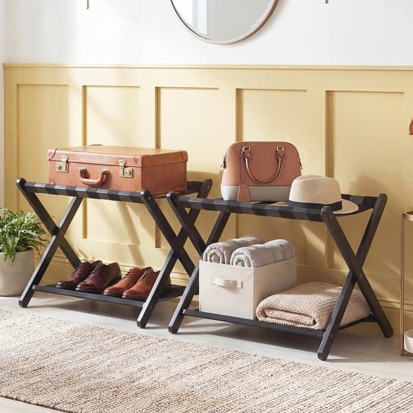 Bagageholder med 2 hylder 67x46x52 cm sort