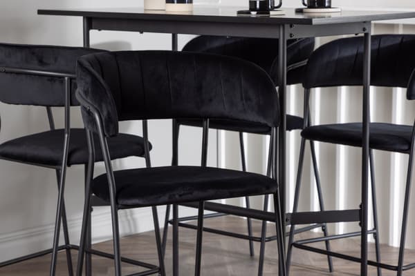 Barbord og barstol sæt 120x60 cm sort MDF og PU