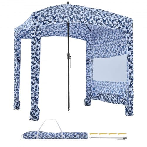 Strandkabine, 183x183x229 cm, Blå, Solskærm