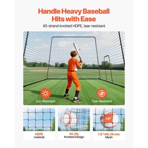Baseball slagbur, 1200x368x310 cm, Sort, Net