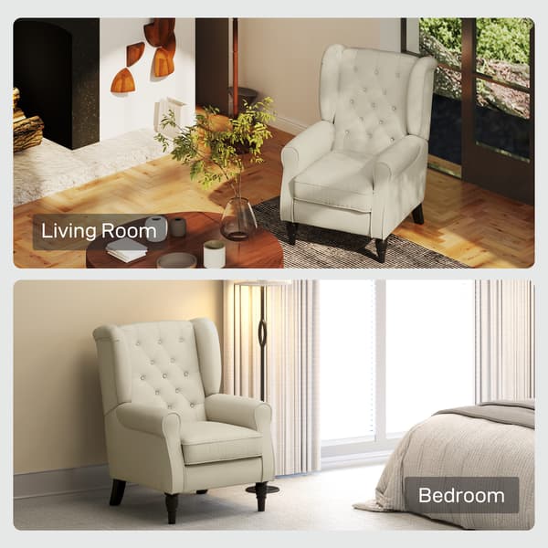 Wingback lænestol 74x86x102 cm cremehvid
