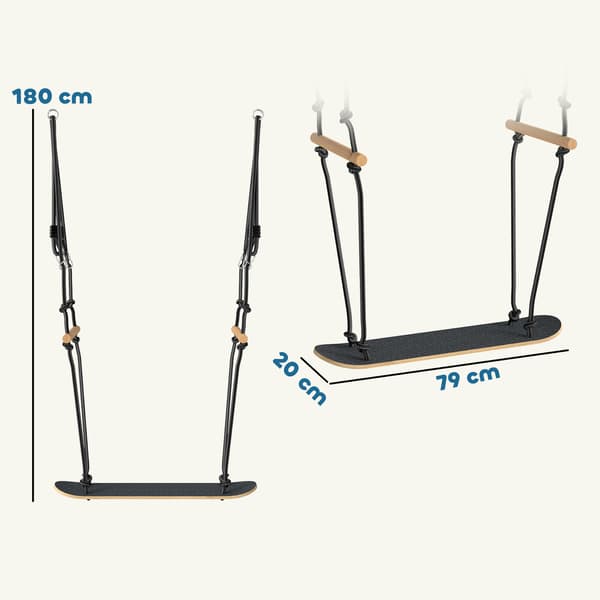 Skateboard Swing 79x40x180 cm Sort Træ