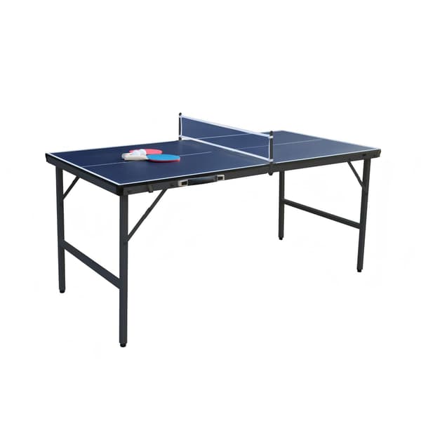 Bordtennisbord foldbart 152,5x76x71 cm blå/sort