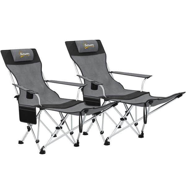 Campingstolset 125x48x90 cm Grå Metall