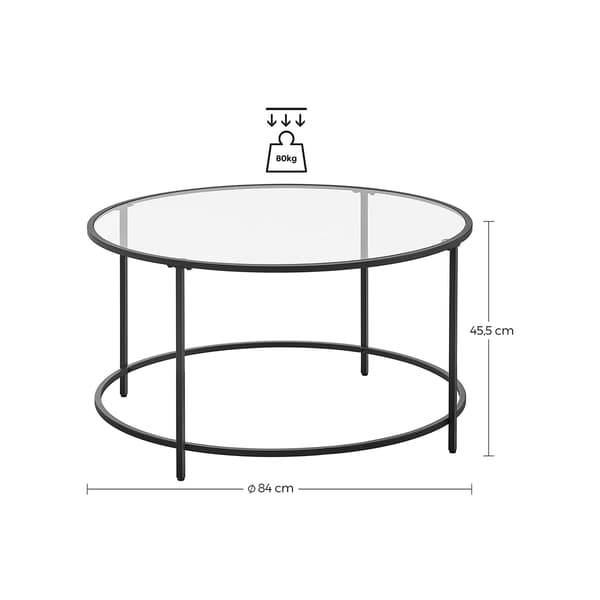 Soffbord, 84x84x45,5 cm, Svart