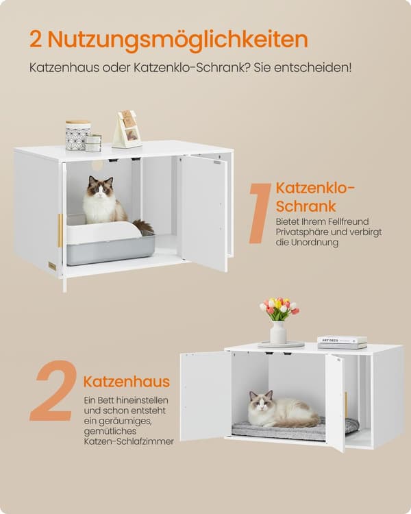Kattehus 80x50x45 cm Hvit Tre