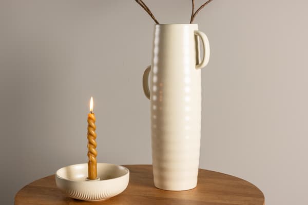 Vase Cent, 19x13x41 cm, beige, stentøj