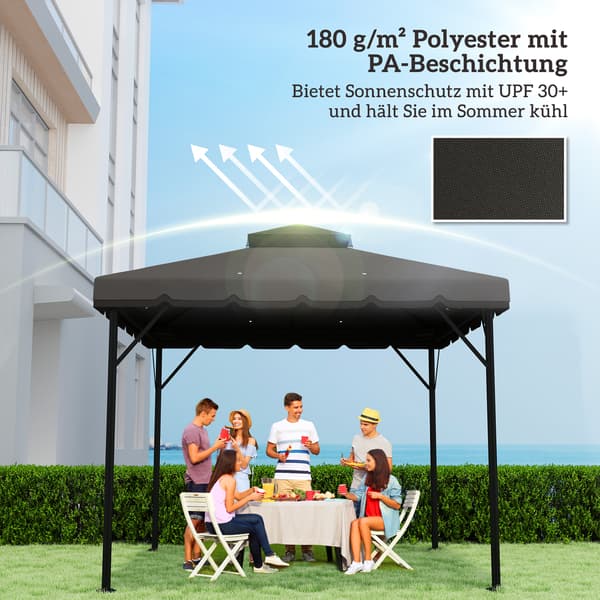 Paviljongtak ersättning 300x300 cm ljusgrå polyester