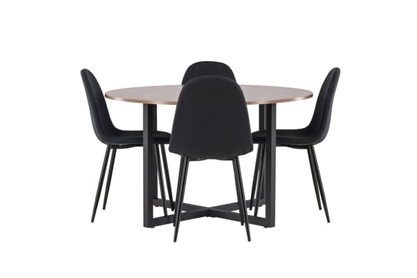 Spisesæt Durango spisebord og Polar spisestol 120 cm sort