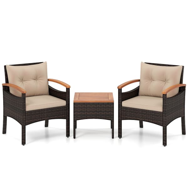 Rattan siddegruppe 3 dele brun