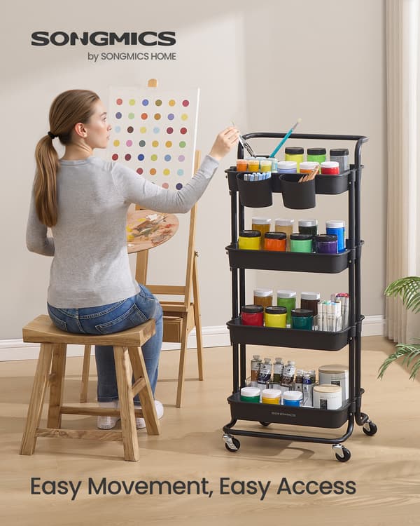 Opbevaringstrolley 4 niveauer 42,5x35,7x115 cm sort
