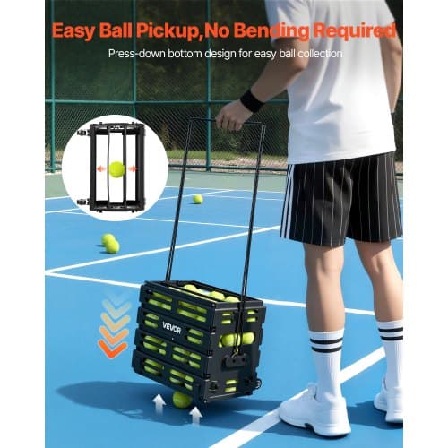 Tennisboldopsamler 80 bolde kapacitet Sort opbevaring
