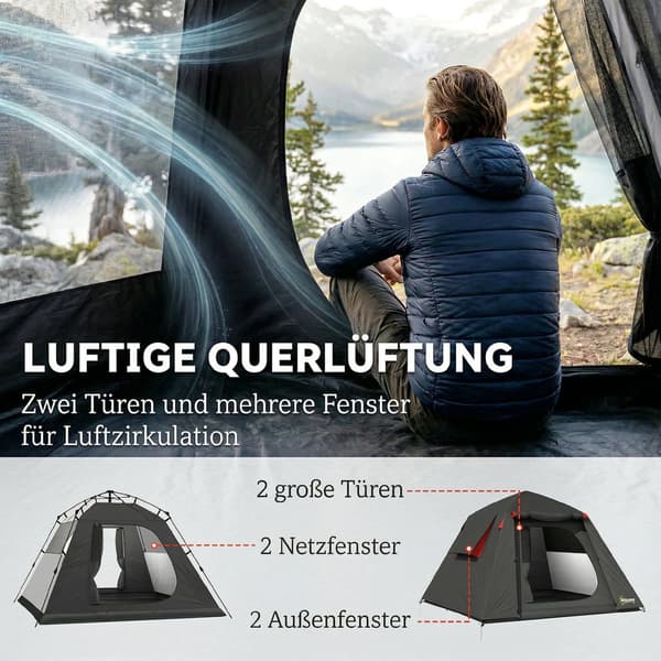 Campingtelt 210x210x150 cm Mørkegrå Polyester