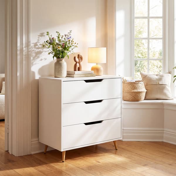 Kommode med 3 skuffer 69,5x40x79 cm hvid