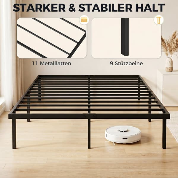 Sengeramme 140x200 cm 200,5x141x35,5 cm sort