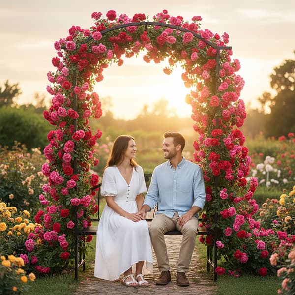 Rose Arbour med bænk, metal, sort, Kodustaar