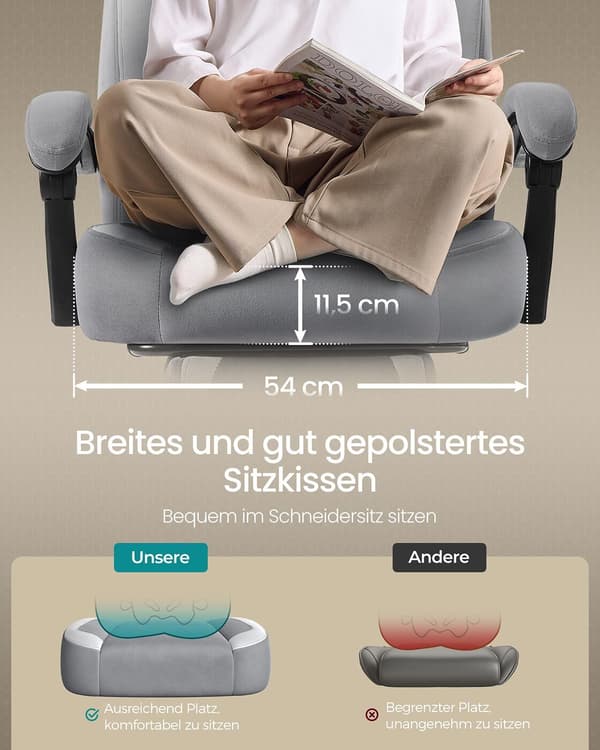Gamingstol 72,4x69,7x118-128 cm grå, ergonomisk design