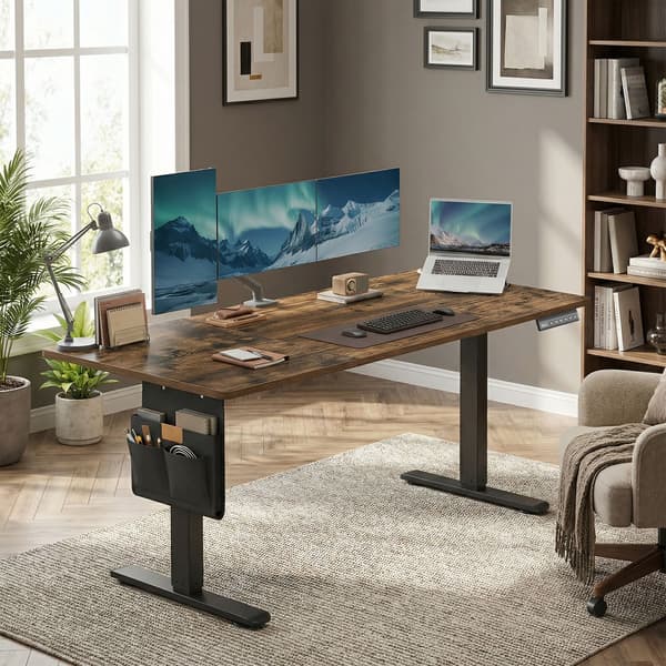 Høydejusterbart skrivebord 60x120x72-120 cm hvit tre og stål