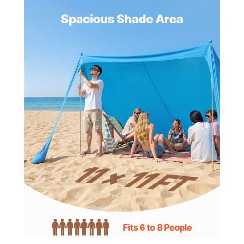 Rantateltta, 3.4x3.4x2 m, Sininen, UPF50+ auringonsuoja