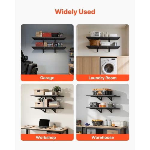 Væghængt garagehylde 50x122 cm sort stål opbevaring