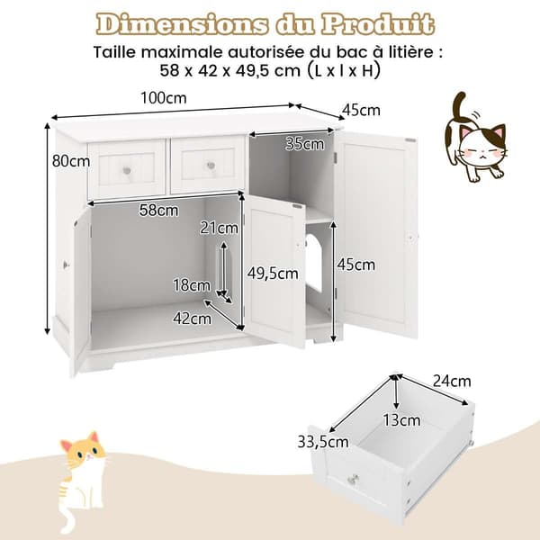 Kat Toiletskab, 100x45x80 cm, Hvid