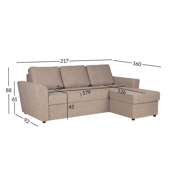 Hörnbäddsoffa INGA 217x160x88 cm Beige