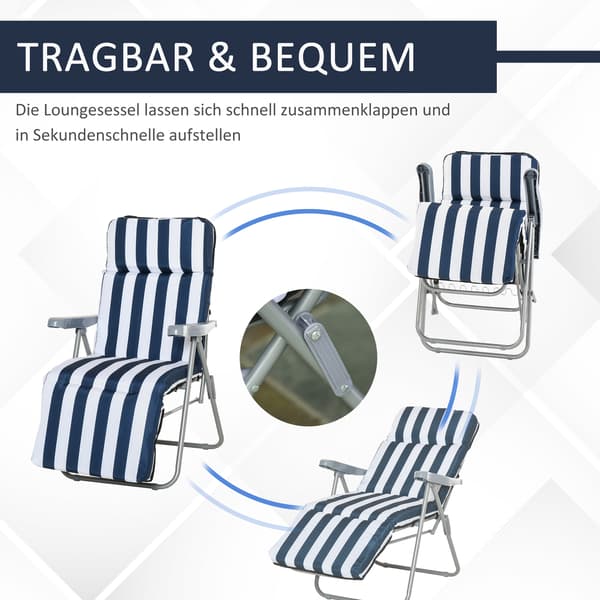 Fällbar trädgårdsstol 60x75x102 cm blå, justerbar, stål