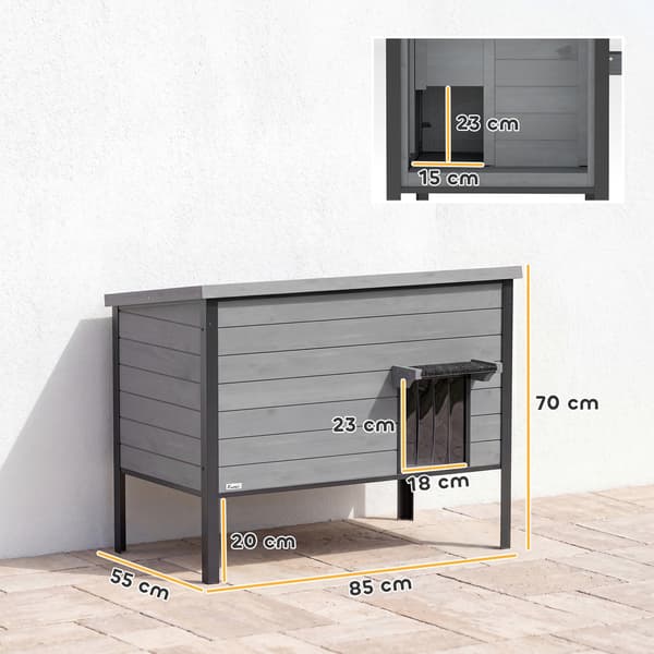 Katthus 85x55x70 cm Lys Grå Træ-Plast Konstruktion