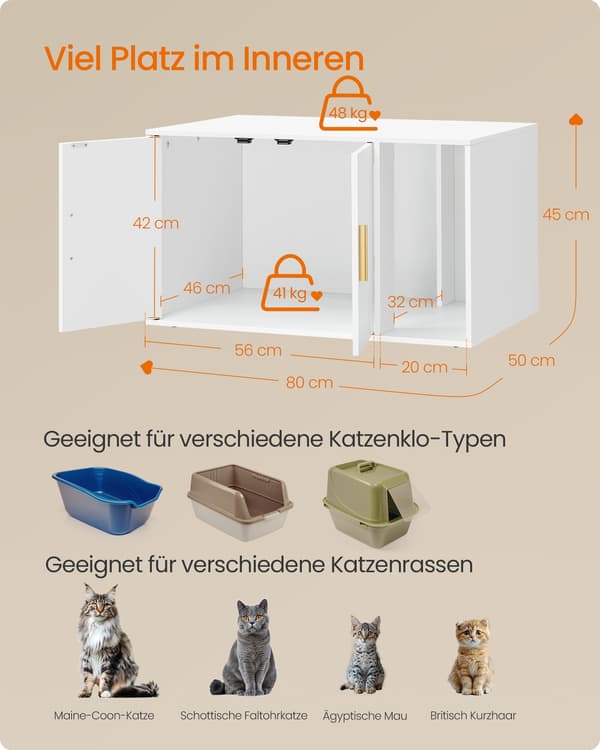 Kattehus 80x50x45 cm Hvit Tre