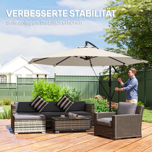 Konsolparasoll 295x235 cm Vit Metall